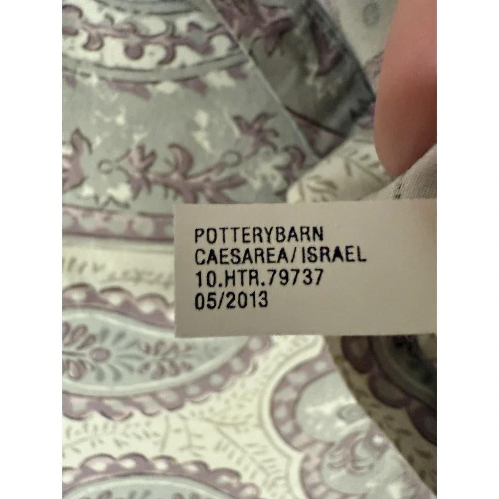 Pottery Barn Ashlyn Shams Paisley Purple‎ Gray 100% Organic Cotton Standard SZ 2